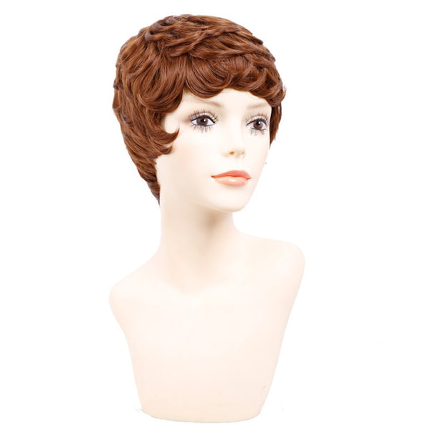 Amir Short Wigs for American Women Black Short Synthetic Wig Cosplay Perruque Short Curly Hair Wig Drawstring with combs inside