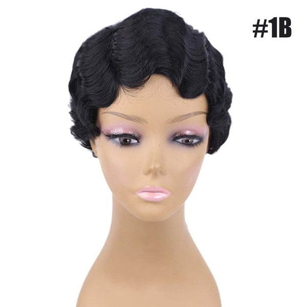 Amir Finger Waves Wig Synthetic Hair Heat Resistant Short Wigs for African American Women Cosplay Wig