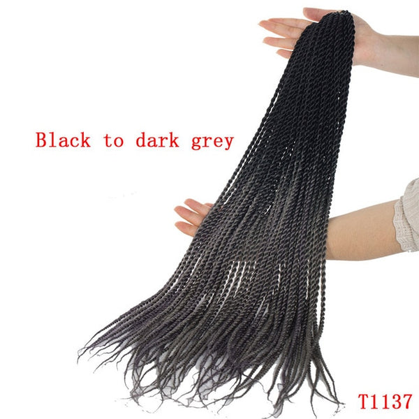 SNOILITE 20" Synthetic Senegalese Twist Crochet Braiding Hair Extensions 1Pcs/Pack Kanekalon Hairpiece 20Strands/pcs