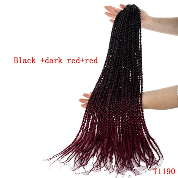 SNOILITE 20" Synthetic Senegalese Twist Crochet Braiding Hair Extensions 1Pcs/Pack Kanekalon Hairpiece 20Strands/pcs