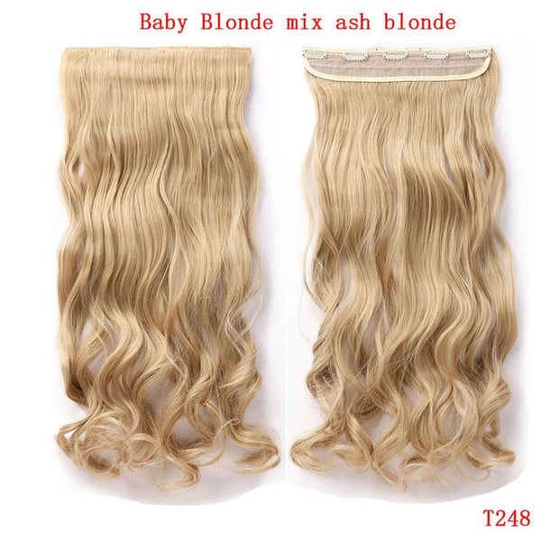 SNOILITE 24inch Synthetic Curly Long Clip in Hair Extensions Half Full Head One Piece Hairpiece Black Brown Blonde red