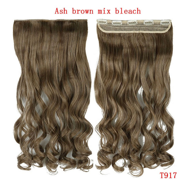 SNOILITE 24inch Synthetic Curly Long Clip in Hair Extensions Half Full Head One Piece Hairpiece Black Brown Blonde red