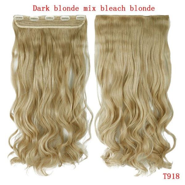 SNOILITE 24inch Synthetic Curly Long Clip in Hair Extensions Half Full Head One Piece Hairpiece Black Brown Blonde red