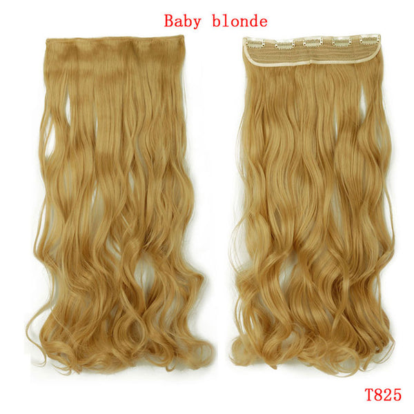 SNOILITE 24inch Synthetic Curly Long Clip in Hair Extensions Half Full Head One Piece Hairpiece Black Brown Blonde red