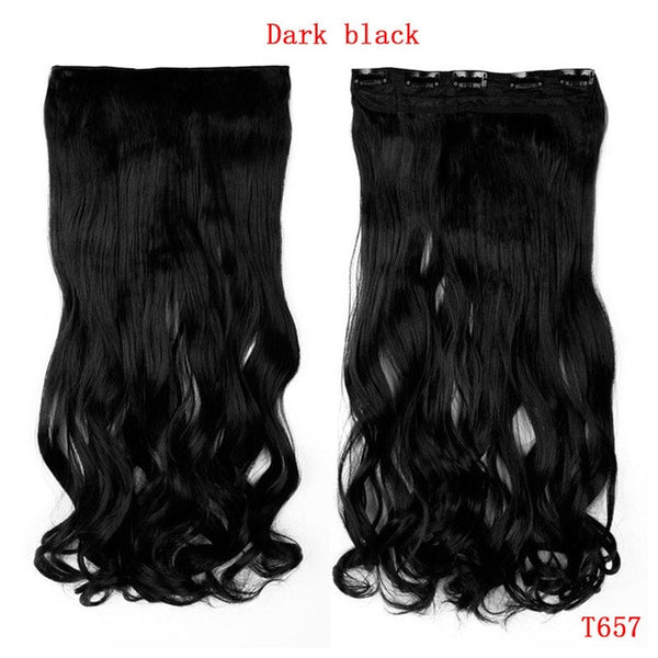 SNOILITE 24inch Synthetic Curly Long Clip in Hair Extensions Half Full Head One Piece Hairpiece Black Brown Blonde red