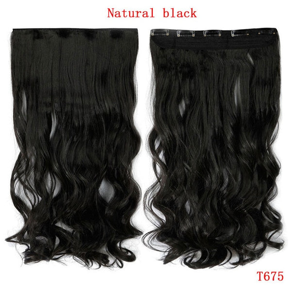 SNOILITE 24inch Synthetic Curly Long Clip in Hair Extensions Half Full Head One Piece Hairpiece Black Brown Blonde red