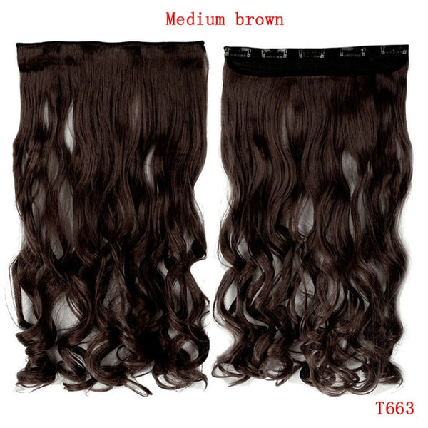 SNOILITE 24inch Synthetic Curly Long Clip in Hair Extensions Half Full Head One Piece Hairpiece Black Brown Blonde red