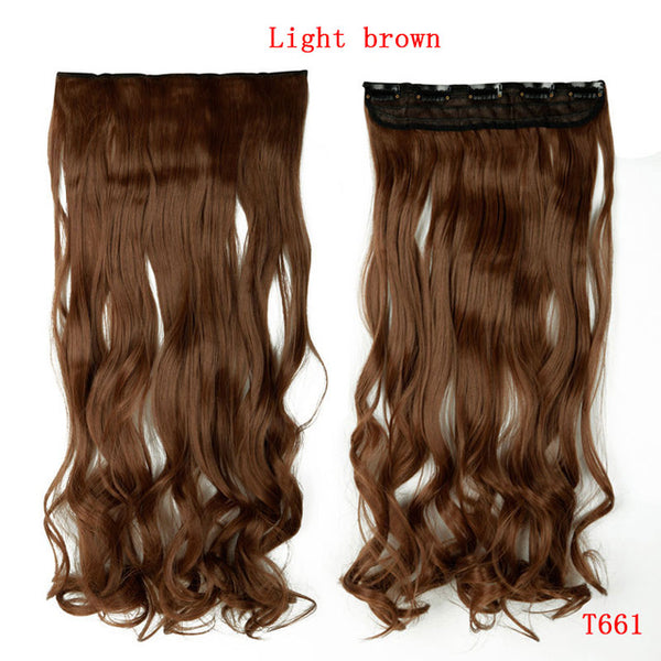 SNOILITE 24inch Synthetic Curly Long Clip in Hair Extensions Half Full Head One Piece Hairpiece Black Brown Blonde red