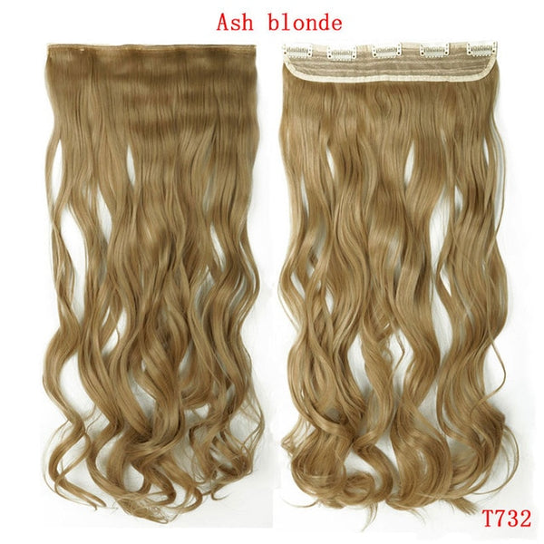 SNOILITE 24inch Synthetic Curly Long Clip in Hair Extensions Half Full Head One Piece Hairpiece Black Brown Blonde red