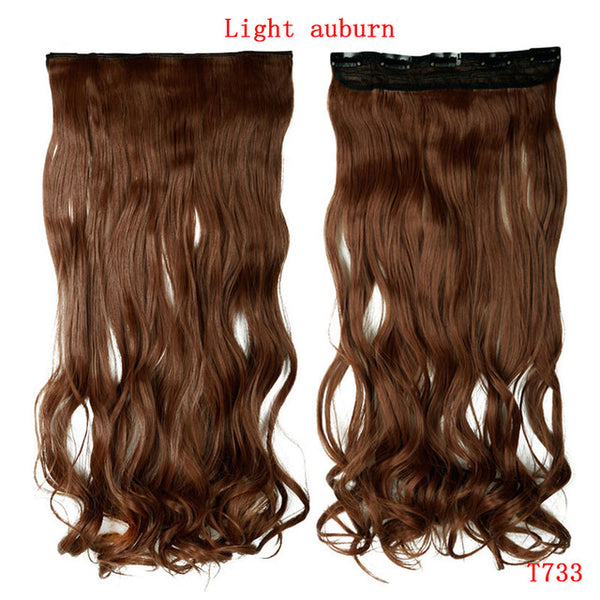 SNOILITE 24inch Synthetic Curly Long Clip in Hair Extensions Half Full Head One Piece Hairpiece Black Brown Blonde red