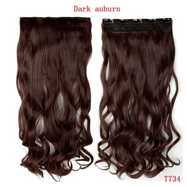 SNOILITE 24inch Synthetic Curly Long Clip in Hair Extensions Half Full Head One Piece Hairpiece Black Brown Blonde red