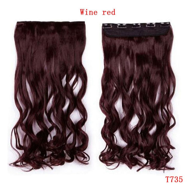 SNOILITE 24inch Synthetic Curly Long Clip in Hair Extensions Half Full Head One Piece Hairpiece Black Brown Blonde red