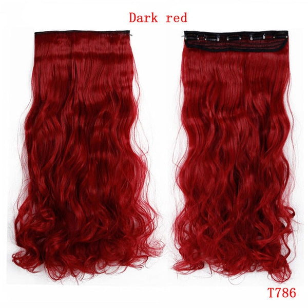 SNOILITE 24inch Synthetic Curly Long Clip in Hair Extensions Half Full Head One Piece Hairpiece Black Brown Blonde red