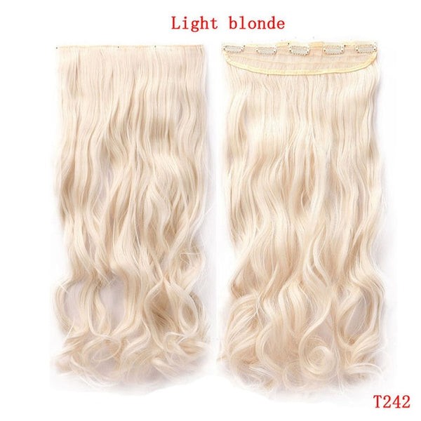 SNOILITE 24inch Synthetic Curly Long Clip in Hair Extensions Half Full Head One Piece Hairpiece Black Brown Blonde red