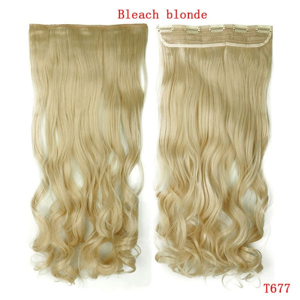 SNOILITE 24inch Synthetic Curly Long Clip in Hair Extensions Half Full Head One Piece Hairpiece Black Brown Blonde red