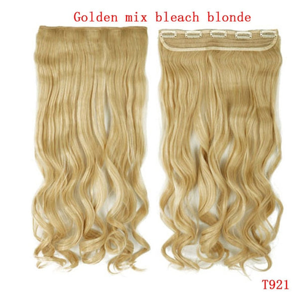 SNOILITE 24inch Synthetic Curly Long Clip in Hair Extensions Half Full Head One Piece Hairpiece Black Brown Blonde red