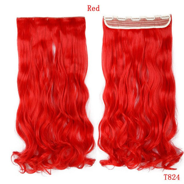 SNOILITE 24inch Synthetic Curly Long Clip in Hair Extensions Half Full Head One Piece Hairpiece Black Brown Blonde red