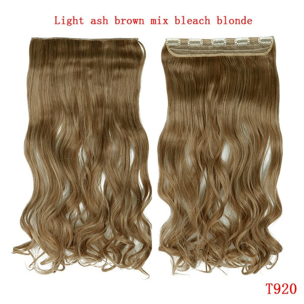 SNOILITE 24inch Synthetic Curly Long Clip in Hair Extensions Half Full Head One Piece Hairpiece Black Brown Blonde red