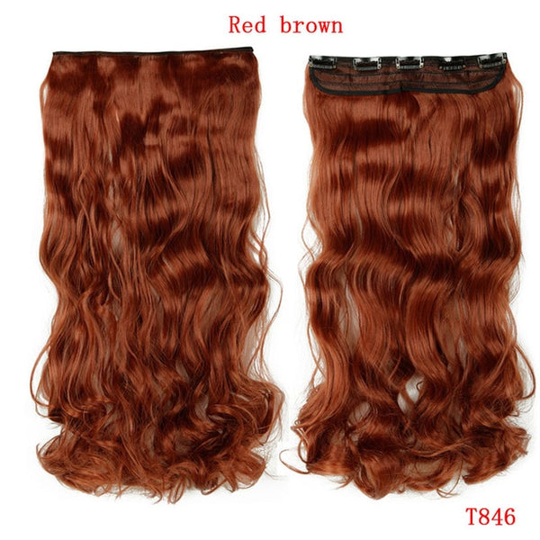 SNOILITE 24inch Synthetic Curly Long Clip in Hair Extensions Half Full Head One Piece Hairpiece Black Brown Blonde red