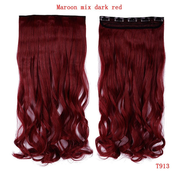 SNOILITE 24inch Synthetic Curly Long Clip in Hair Extensions Half Full Head One Piece Hairpiece Black Brown Blonde red