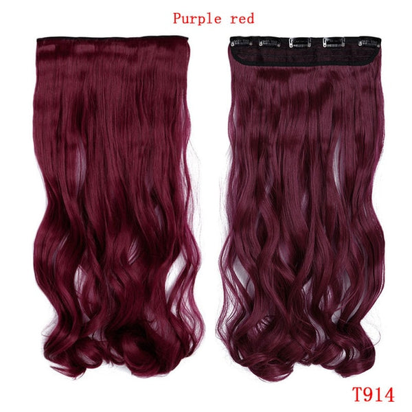 SNOILITE 24inch Synthetic Curly Long Clip in Hair Extensions Half Full Head One Piece Hairpiece Black Brown Blonde red