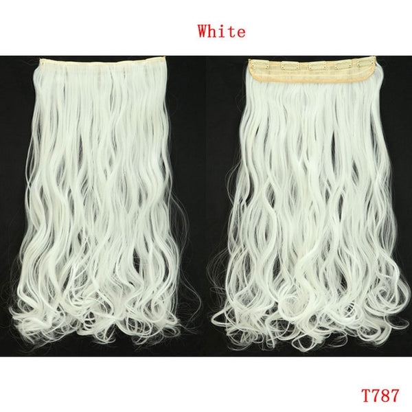 SNOILITE 24inch Synthetic Curly Long Clip in Hair Extensions Half Full Head One Piece Hairpiece Black Brown Blonde red