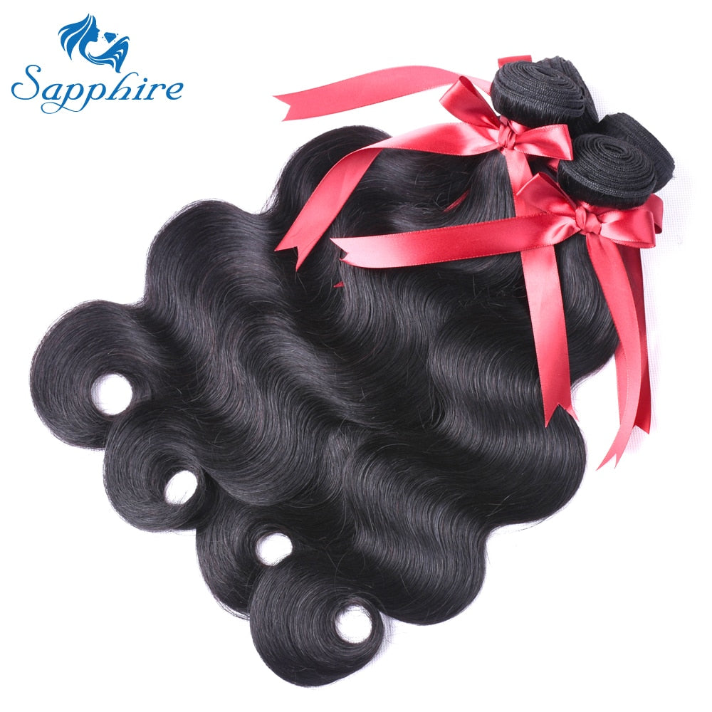 Sapphire Hair Peruvian Body Wave Human Hair 3 Bundles 100% Remy Hair Weave Extension Natural Color Body Wave Hair Weave Bundles