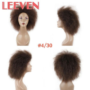 Leeven 100g Synthetic Wig Short Wigs Afro Kinky Straight  Black Hair For African American Women High Temperature Fiber