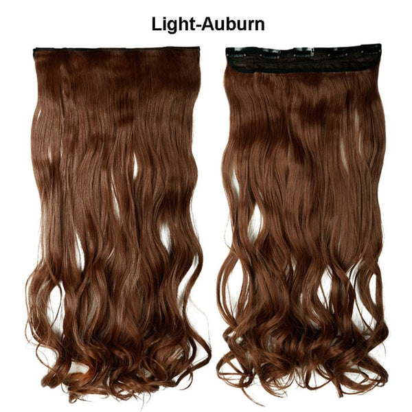 SNOILITE 17/24/27/29" Long Curly Synthetic Clip in Hair Extensions Half Full Head Hairpiece 5 clips One Piece Black Brown Blonde