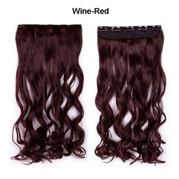 SNOILITE 17/24/27/29" Long Curly Synthetic Clip in Hair Extensions Half Full Head Hairpiece 5 clips One Piece Black Brown Blonde