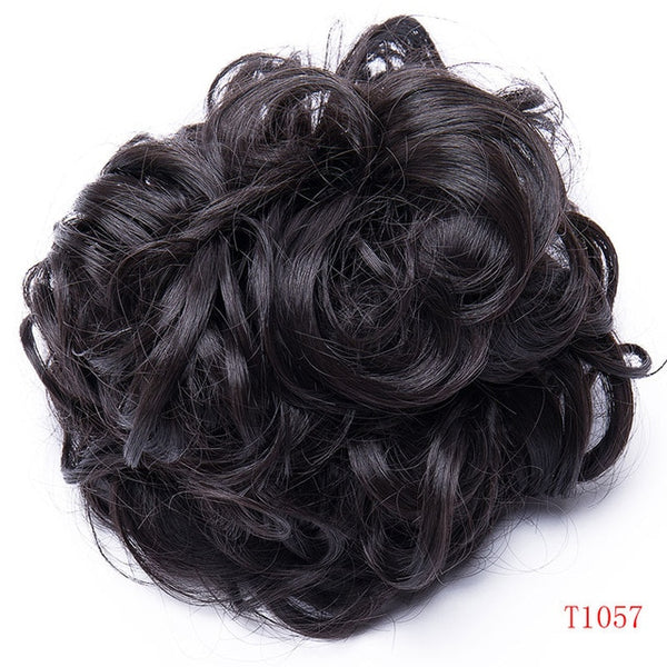 S-noilite Heat Resistant Fiber Women Black Blonde Brown Rubber Band Curly Chignon UPDO Synthetic Hairpieces Bun hair extension