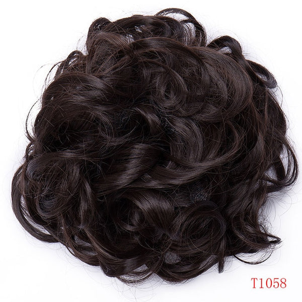 S-noilite Heat Resistant Fiber Women Black Blonde Brown Rubber Band Curly Chignon UPDO Synthetic Hairpieces Bun hair extension