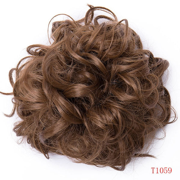 S-noilite Heat Resistant Fiber Women Black Blonde Brown Rubber Band Curly Chignon UPDO Synthetic Hairpieces Bun hair extension