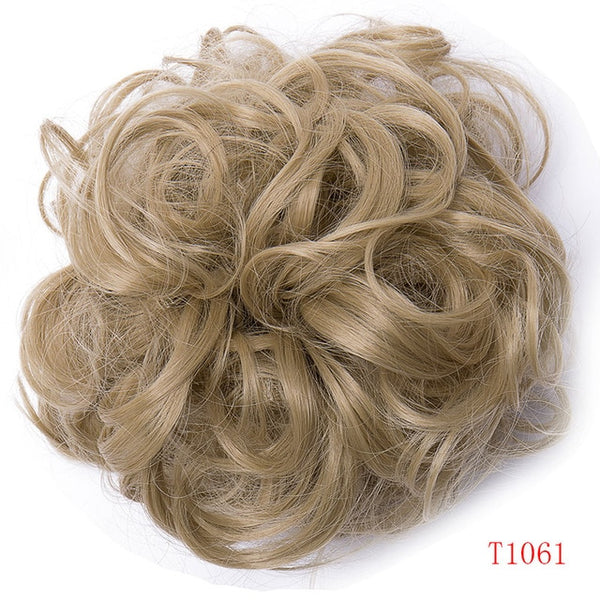 S-noilite Heat Resistant Fiber Women Black Blonde Brown Rubber Band Curly Chignon UPDO Synthetic Hairpieces Bun hair extension