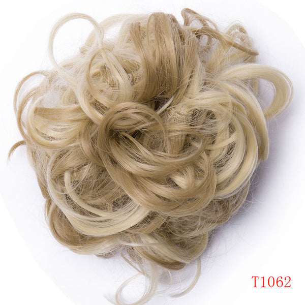 S-noilite Heat Resistant Fiber Women Black Blonde Brown Rubber Band Curly Chignon UPDO Synthetic Hairpieces Bun hair extension