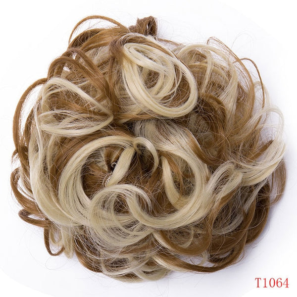 S-noilite Heat Resistant Fiber Women Black Blonde Brown Rubber Band Curly Chignon UPDO Synthetic Hairpieces Bun hair extension