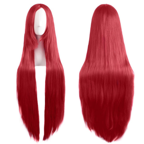 40" 100cm Long Straight Hair 25 Colors Blonde Black Pink Red Purple Cosplay Wig Ladies Heat Resistant Synthetic Wigs MapofBeauty