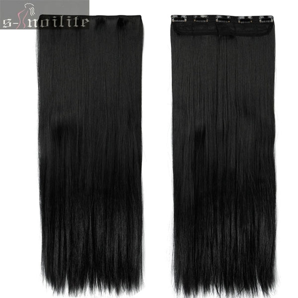 S-noilite 18-30 inches Clip in Hair Extensions 3/4 Full Head 5 Clips Hair Extention Synthetic Real Natural Hairpiece