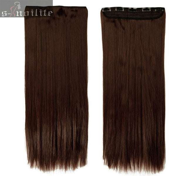 S-noilite 18-30 inches Clip in Hair Extensions 3/4 Full Head 5 Clips Hair Extention Synthetic Real Natural Hairpiece