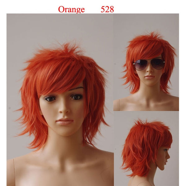 SNOILITE wig cosplay curta Halloween Short Synthetic Hair Straight brown wig cosplay short red blue orange wig for party