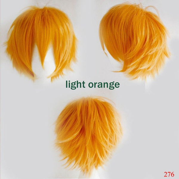 SNOILITE wig cosplay curta Halloween Short Synthetic Hair Straight brown wig cosplay short red blue orange wig for party