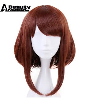 ANOGOL BEAUTY My Hero Academy Boku no Hiro Akademia OCHACO URARAKA Short Straight Auburn Orange Synthetic Cosplay Wig For Party