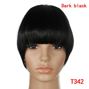 SNOILITE 8" Black Brown Blonde Fake Fringe Clip In blunt Bangs Hair Extensions With High Temperature Synthetic Fiber