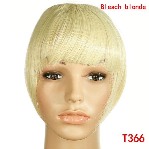 SNOILITE 8" Black Brown Blonde Fake Fringe Clip In blunt Bangs Hair Extensions With High Temperature Synthetic Fiber