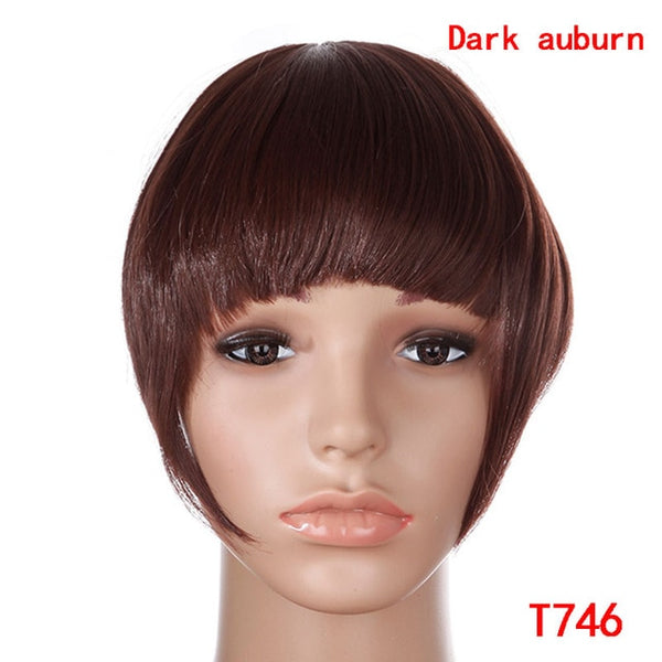 SNOILITE 8" Black Brown Blonde Fake Fringe Clip In blunt Bangs Hair Extensions With High Temperature Synthetic Fiber