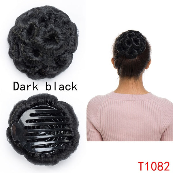 S-noilite Hair Women Curly Chignon Hair Bun Donut Clip In Hairpiece Extensions Synthetic High Temperature Fiber Chignon cheveux