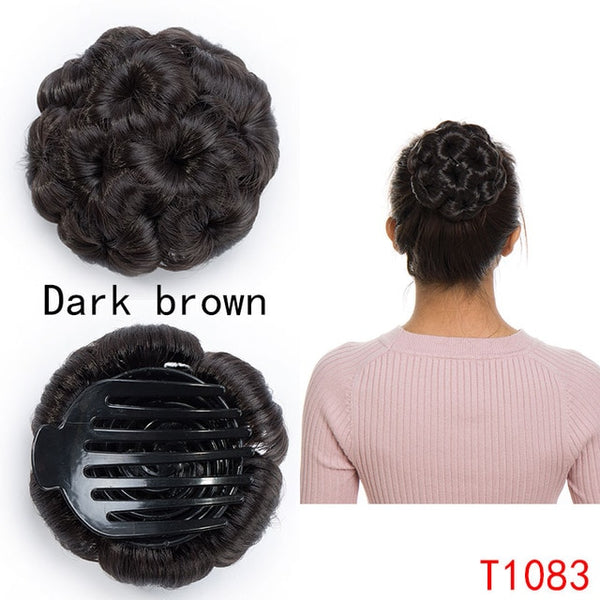 S-noilite Hair Women Curly Chignon Hair Bun Donut Clip In Hairpiece Extensions Synthetic High Temperature Fiber Chignon cheveux