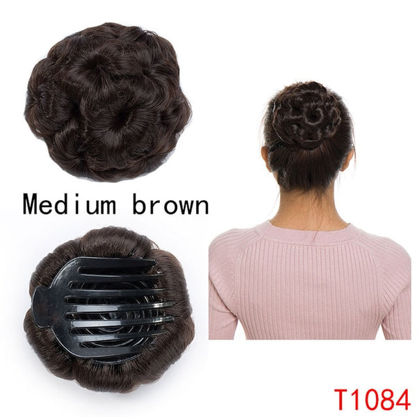 S-noilite Hair Women Curly Chignon Hair Bun Donut Clip In Hairpiece Extensions Synthetic High Temperature Fiber Chignon cheveux