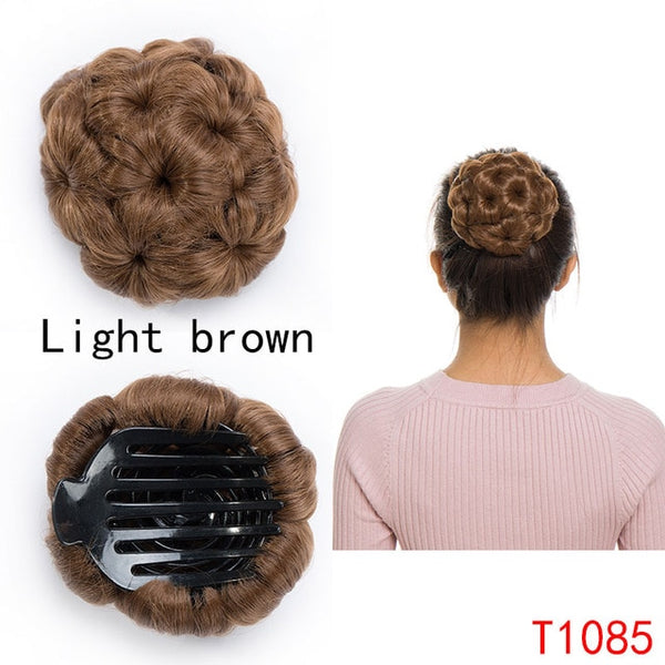 S-noilite Hair Women Curly Chignon Hair Bun Donut Clip In Hairpiece Extensions Synthetic High Temperature Fiber Chignon cheveux