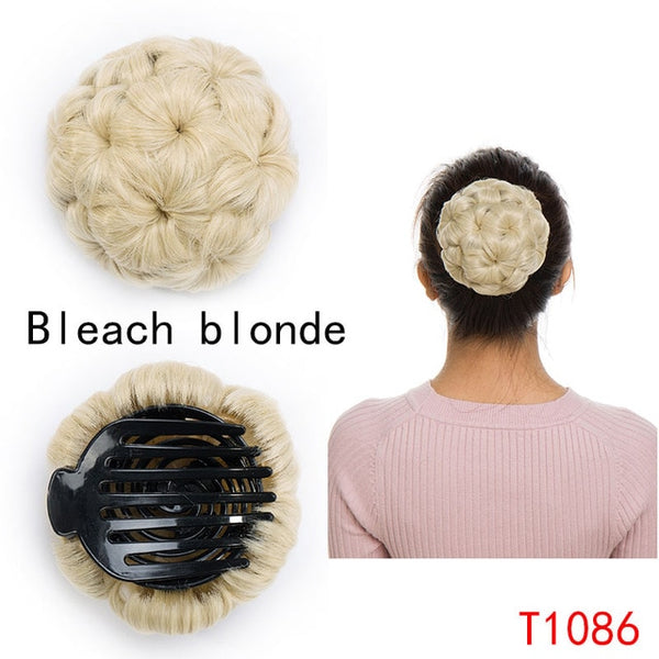 S-noilite Hair Women Curly Chignon Hair Bun Donut Clip In Hairpiece Extensions Synthetic High Temperature Fiber Chignon cheveux